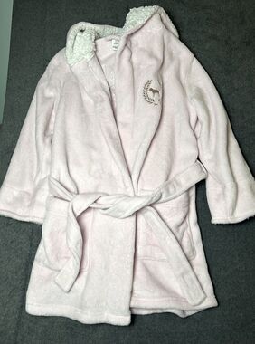 VICTORIAS SECRET PINK RARE FIND BLING SEQUIN FLEECE DOG HOODED ROBE MEDIUM LARGE